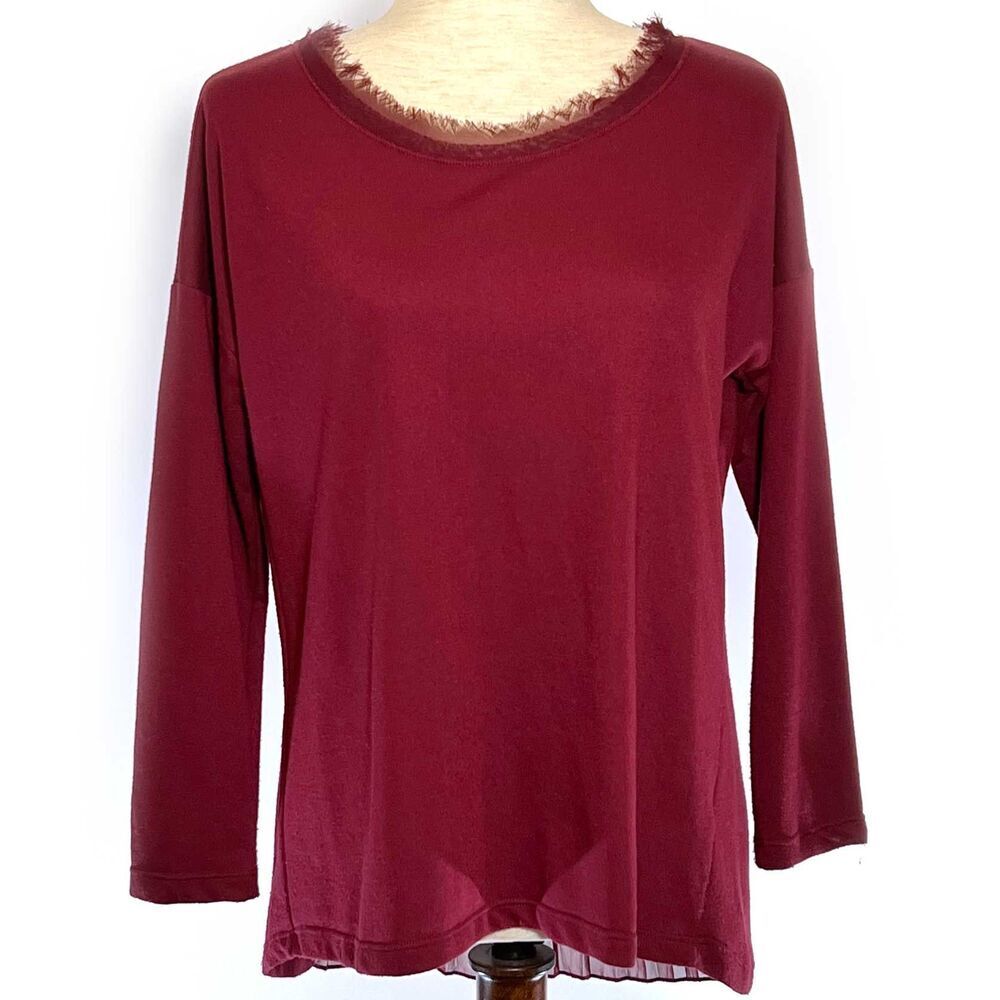 Pleione Maroon Sheer Back Top Size XS
